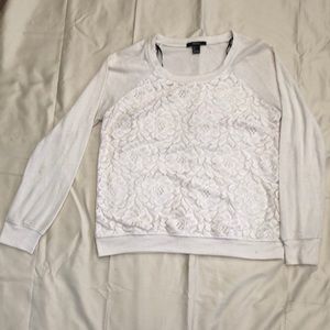 Off white sweater with lace.